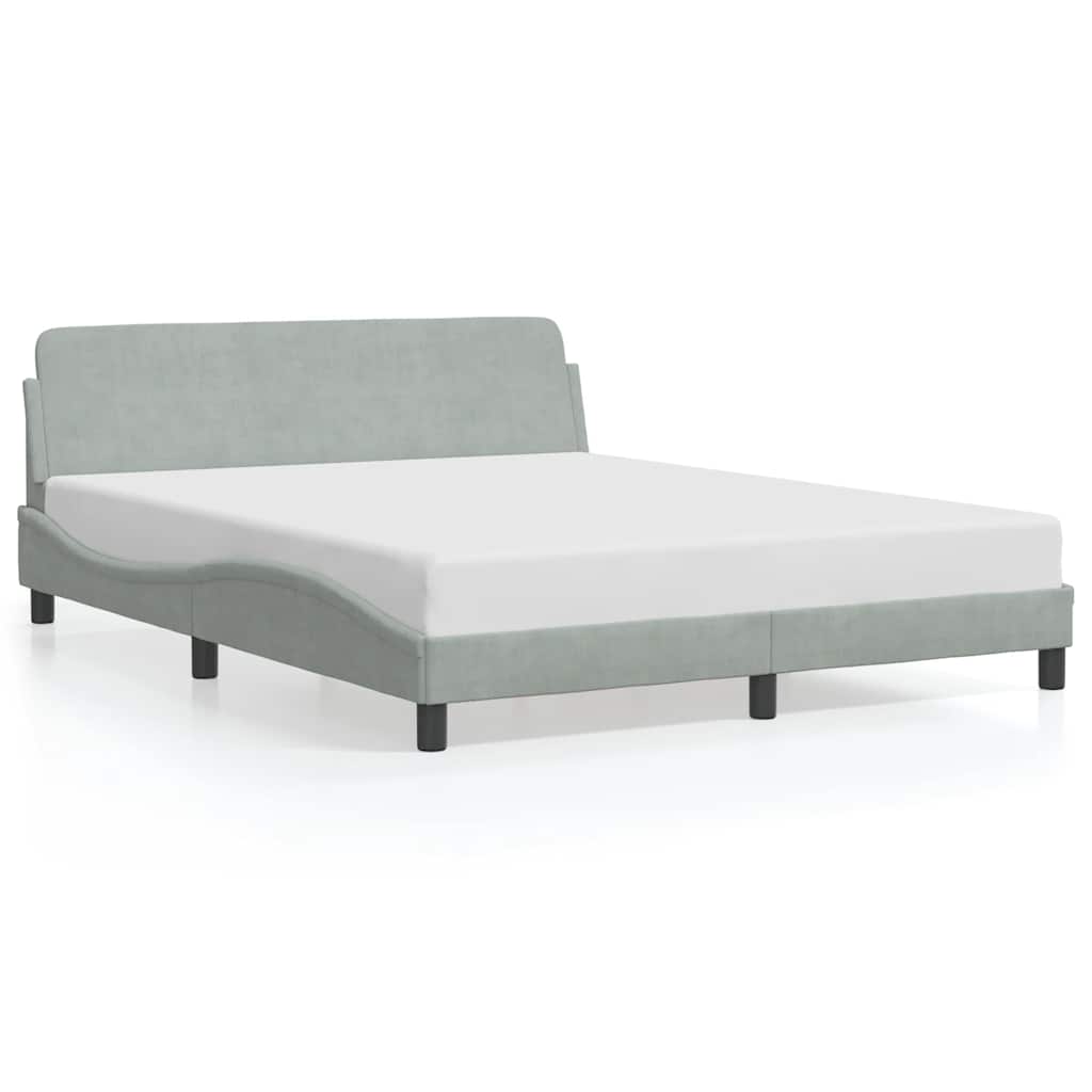 sengeramme Dover 152x203 cm velour lysegrå