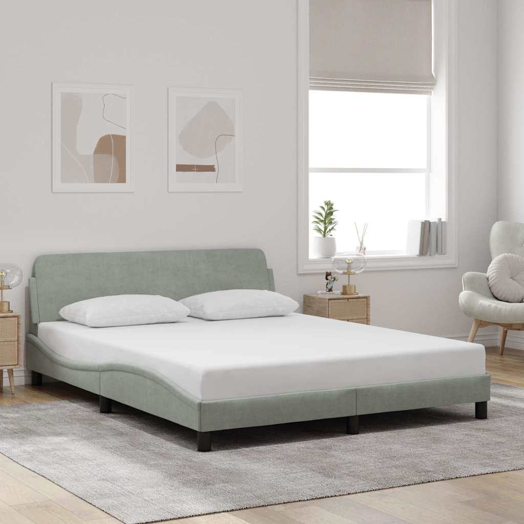 sengeramme Dover 152x203 cm velour lysegrå
