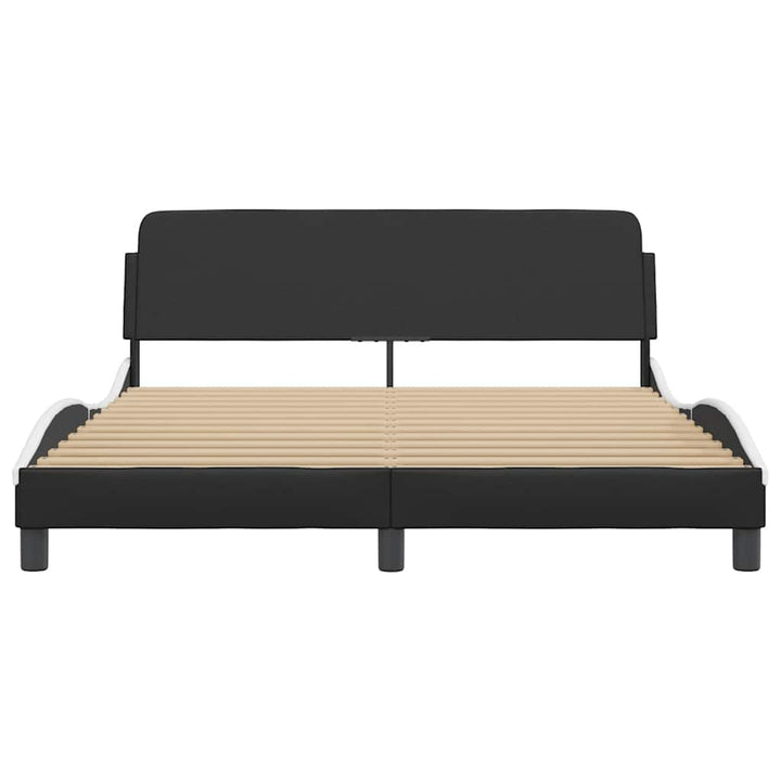 sengeramme Dover 152x203 cm kunstlæder sort og hvid