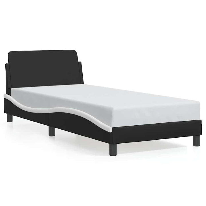 sengestel Dover sort og hvid 90x190 cm kunstlæder