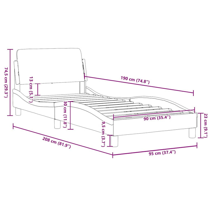 sengestel Dover sort og hvid 90x190 cm kunstlæder