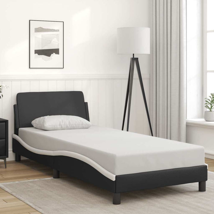 sengestel Dover sort og hvid 90x190 cm kunstlæder
