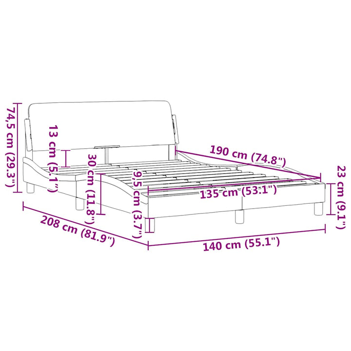 sengestel Dover sort 135x190 cm fløjl
