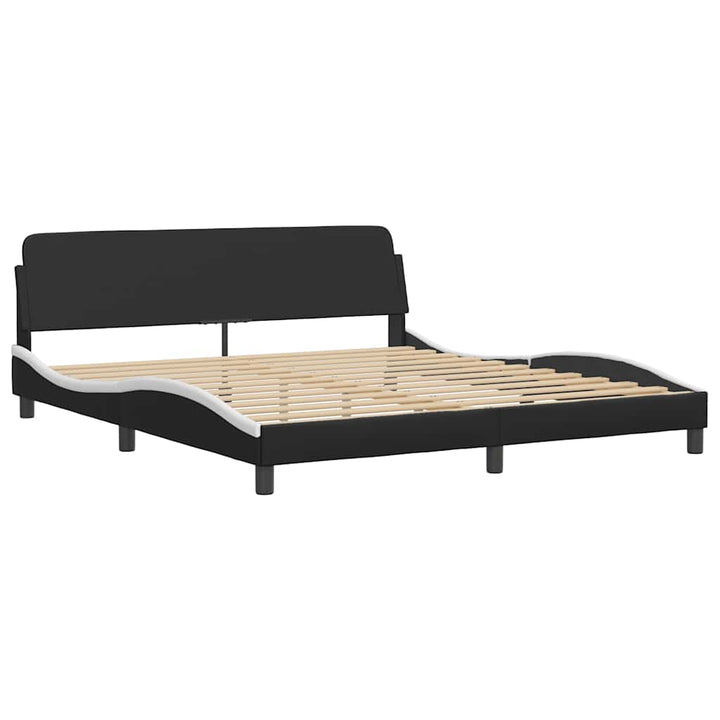 sengestel Dover sort og hvid 180x200 cm kunstlæder