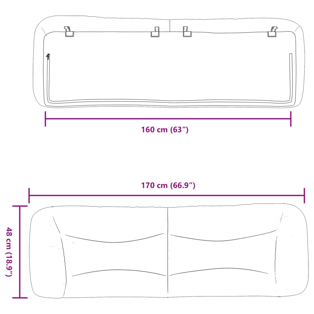 gavlpude Hvar 160 cm stof mørkegrå