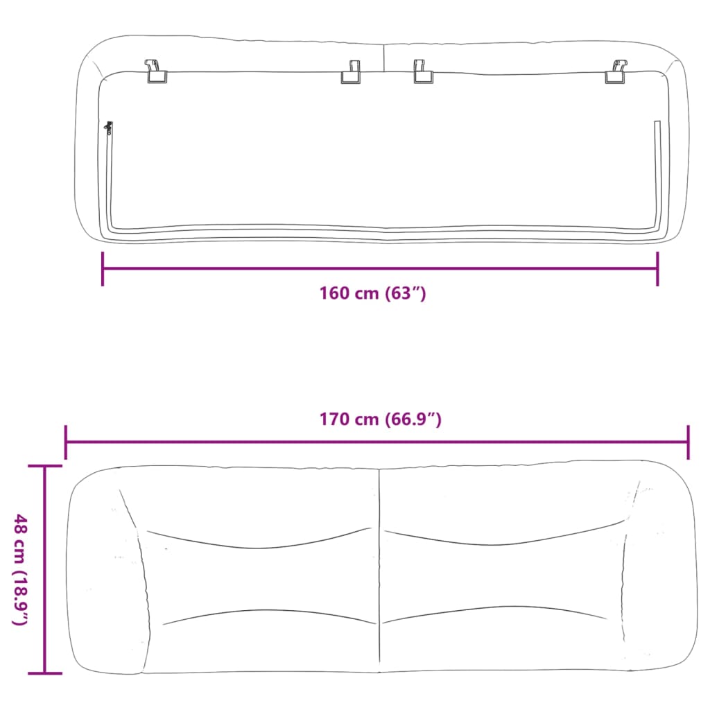 gavlpude Hvar 160 cm kunstlæder sort