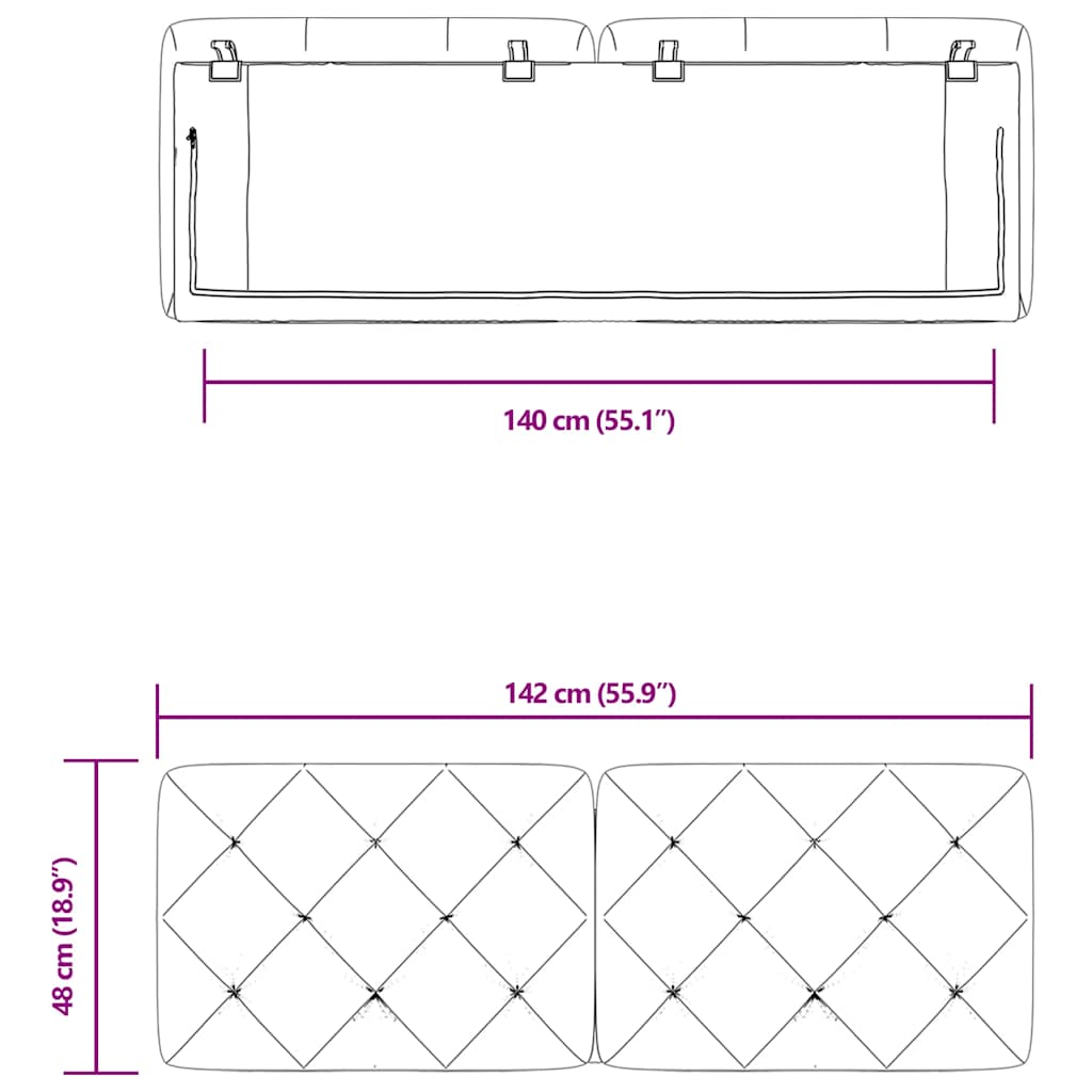 gavlpude 140 cm velour blå