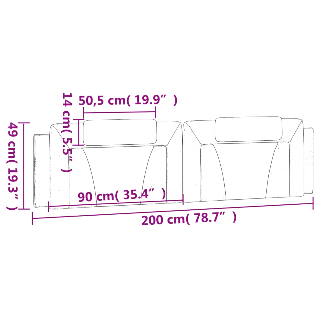 gavlpude Viana 200 cm kunstlæder cappuccinofarvet