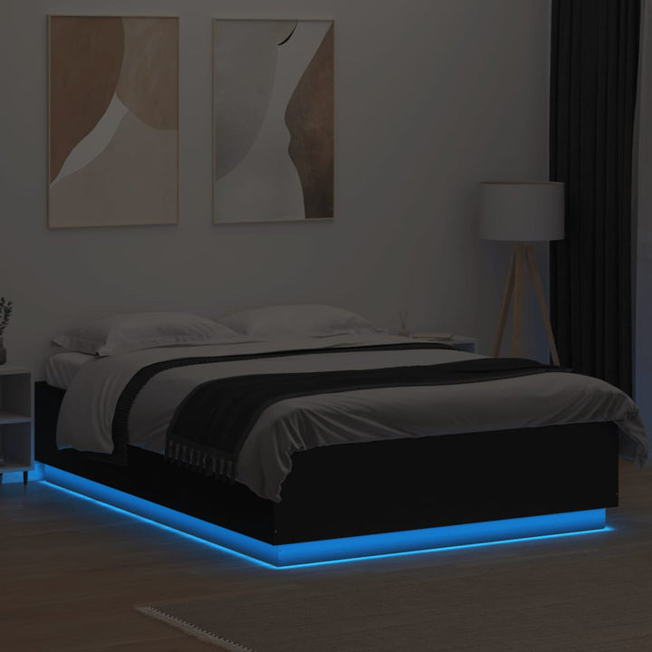 sengeramme med LED uden madras 150x200 cm sort