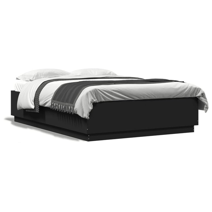 sengeramme med LED uden madras 150x200 cm sort