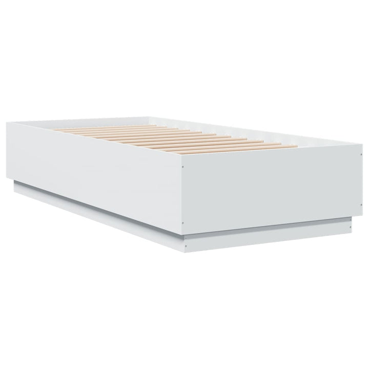 sengeramme med LED-lys 100x200 cm konstrueret træ hvid