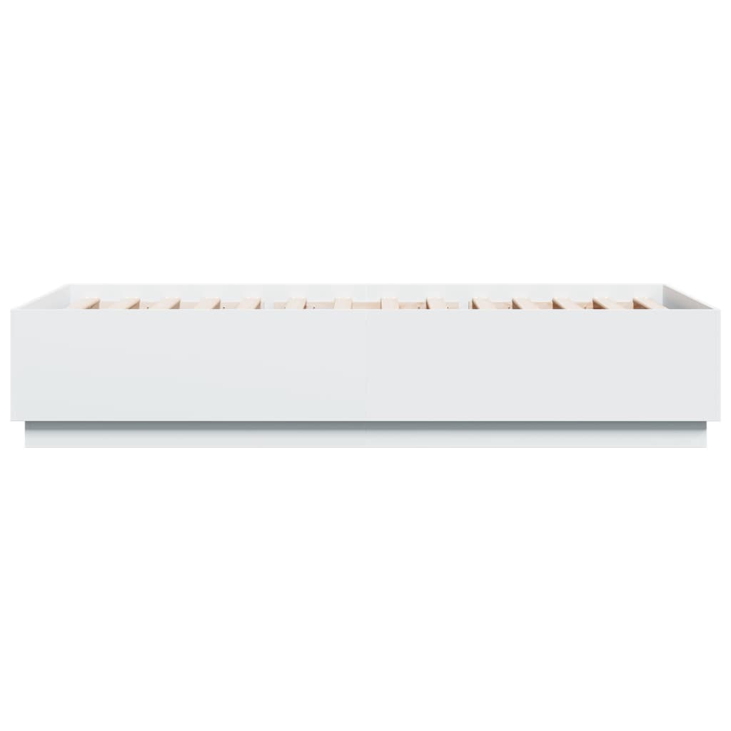 sengeramme med LED-lys 100x200 cm konstrueret træ hvid