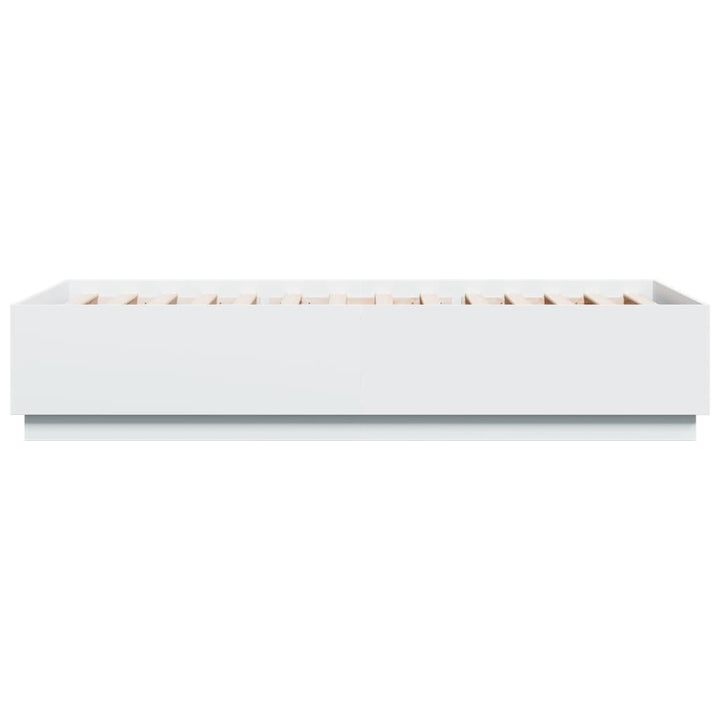 sengeramme med LED-lys 100x200 cm konstrueret træ hvid