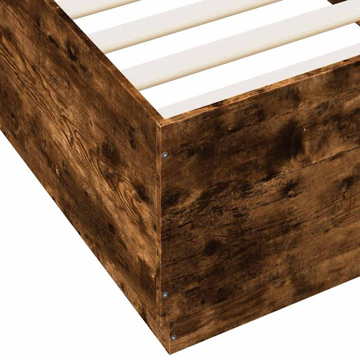 sengeramme med LED-lys 100x200 cm røget egetræsfarve