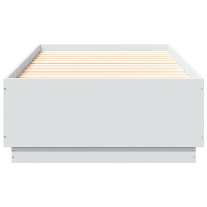 sengeramme med LED-lys 90x200 cm konstrueret træ hvid