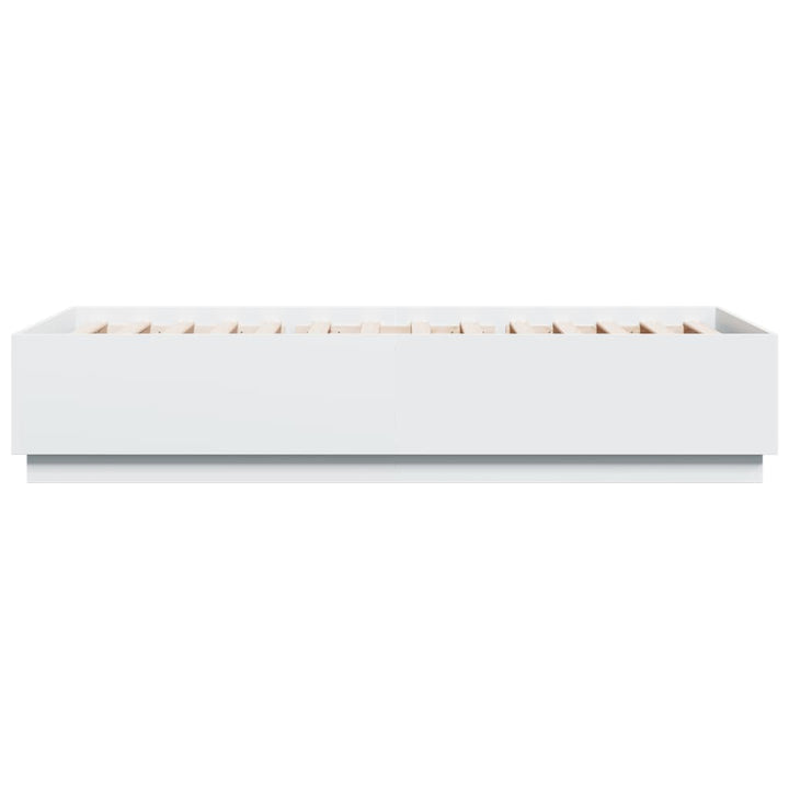 sengeramme med LED-lys 90x200 cm konstrueret træ hvid