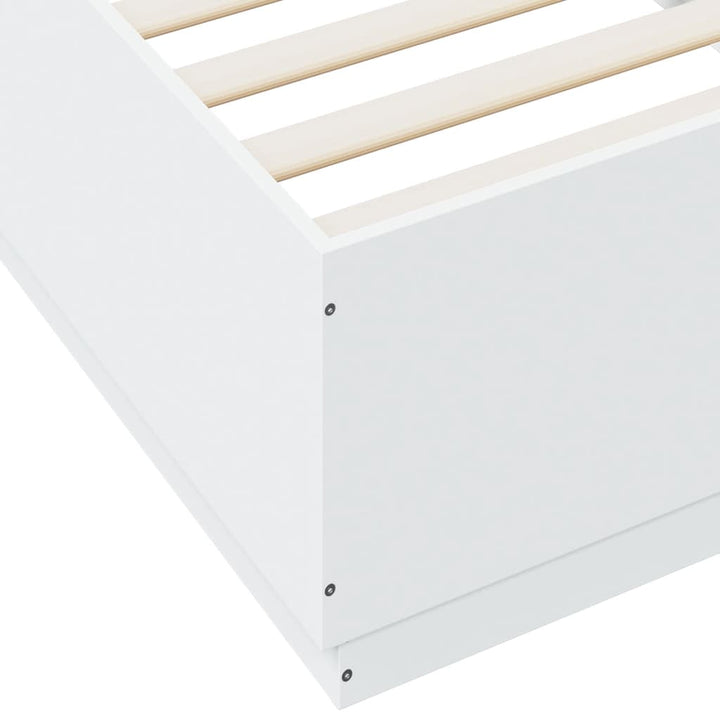 sengeramme med LED-lys 90x200 cm konstrueret træ hvid