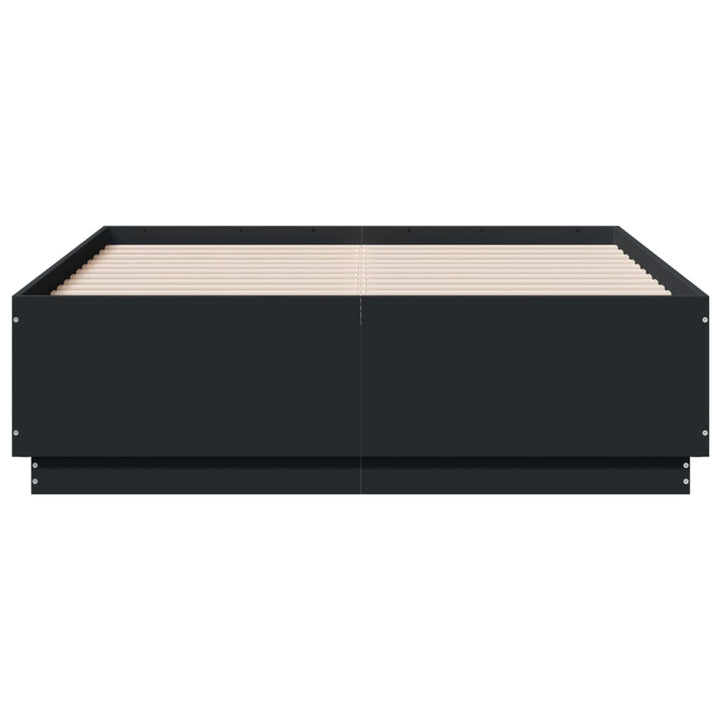 sengeramme med LED-lys 120x190 cm konstrueret træ sort