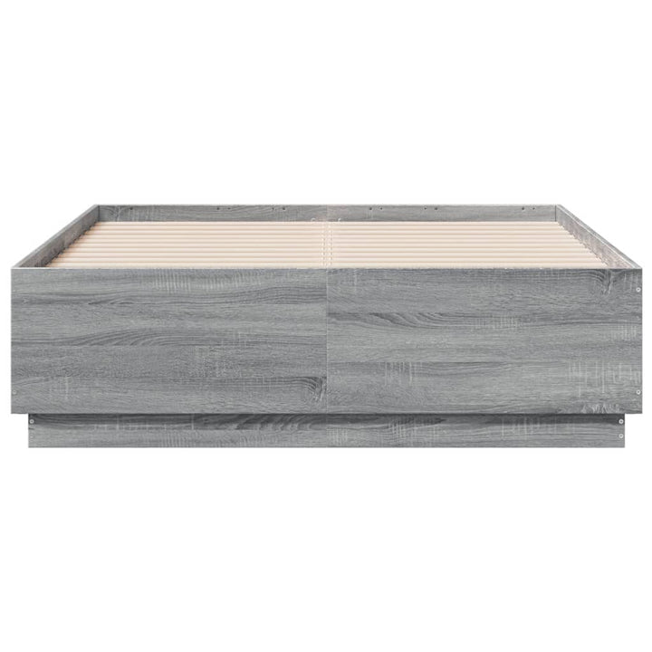 sengeramme med LED-lys 120x190 cm konstrueret træ grå sonoma-eg
