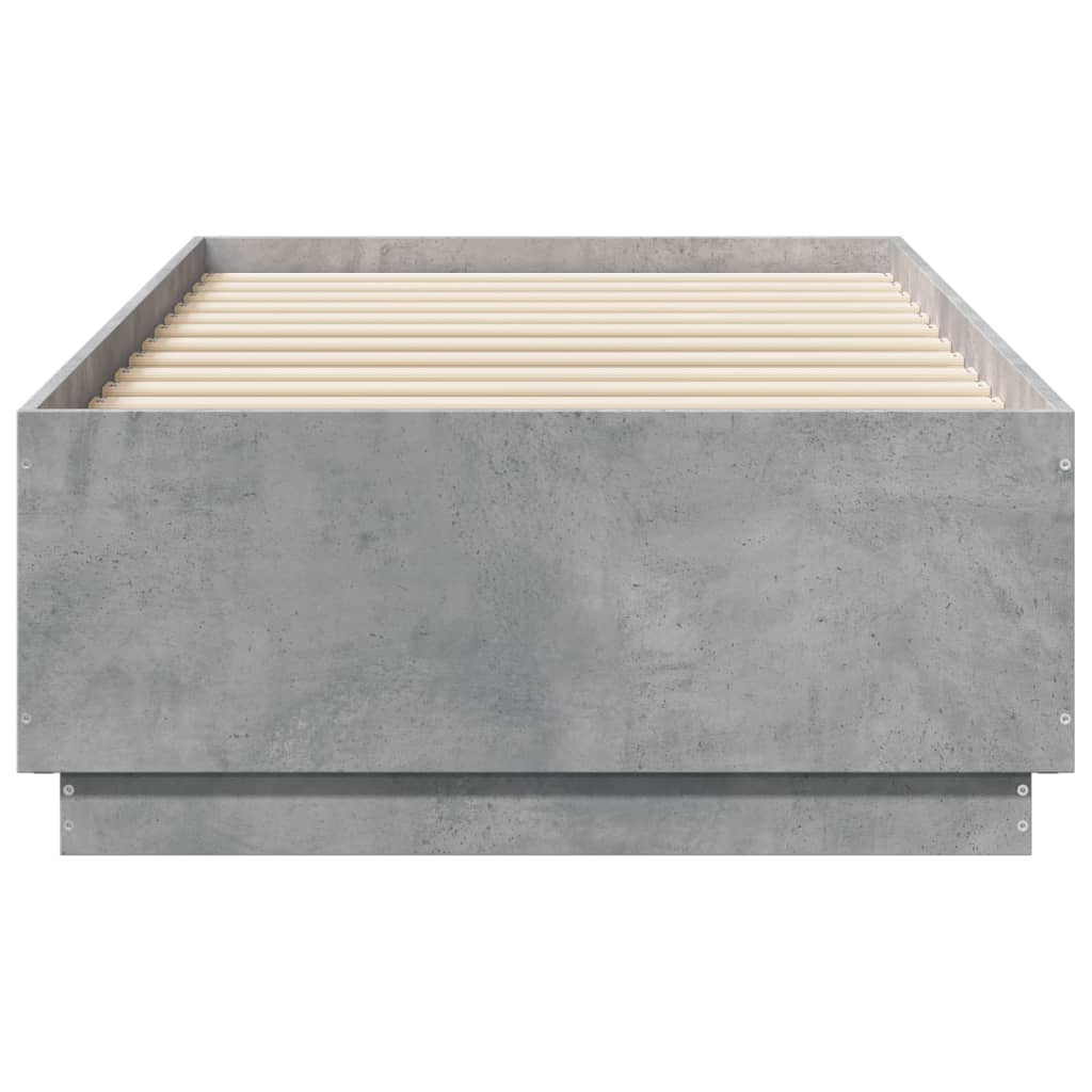 sengeramme med ED-lys 90x190 cm konstrueret træ betongrå