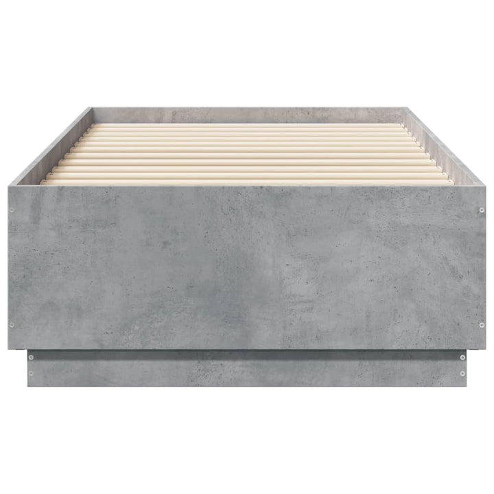 sengeramme med ED-lys 90x190 cm konstrueret træ betongrå