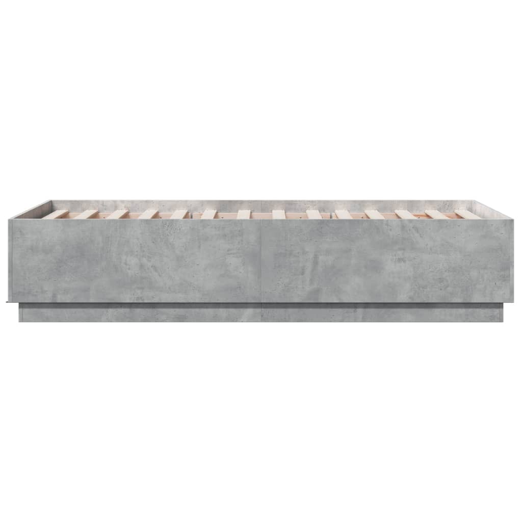 sengeramme med ED-lys 90x190 cm konstrueret træ betongrå