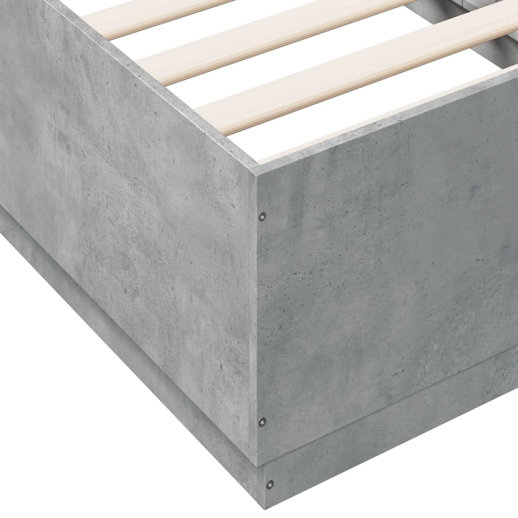 sengeramme med ED-lys 90x190 cm konstrueret træ betongrå