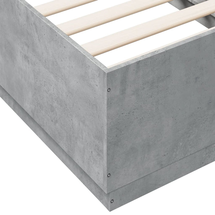 sengeramme med ED-lys 90x190 cm konstrueret træ betongrå