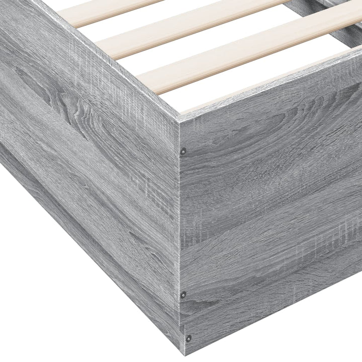 sengeramme med ED-lys 90x190 cm konstrueret træ grå sonoma-eg