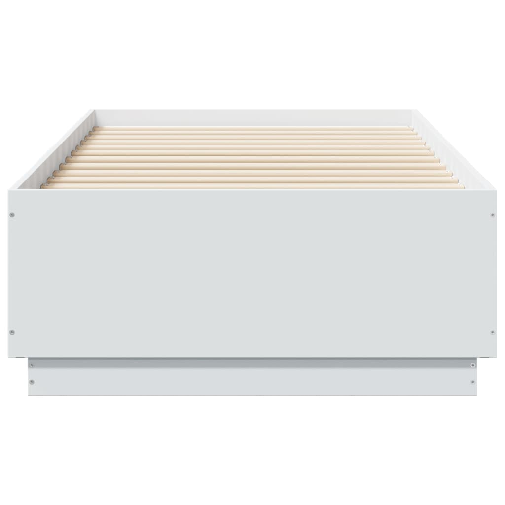 sengeramme med LED-lys 75x190 cm konstrueret træ hvid
