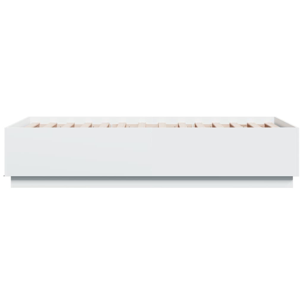 sengeramme med LED-lys 75x190 cm konstrueret træ hvid