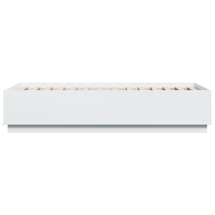 sengeramme med LED-lys 75x190 cm konstrueret træ hvid