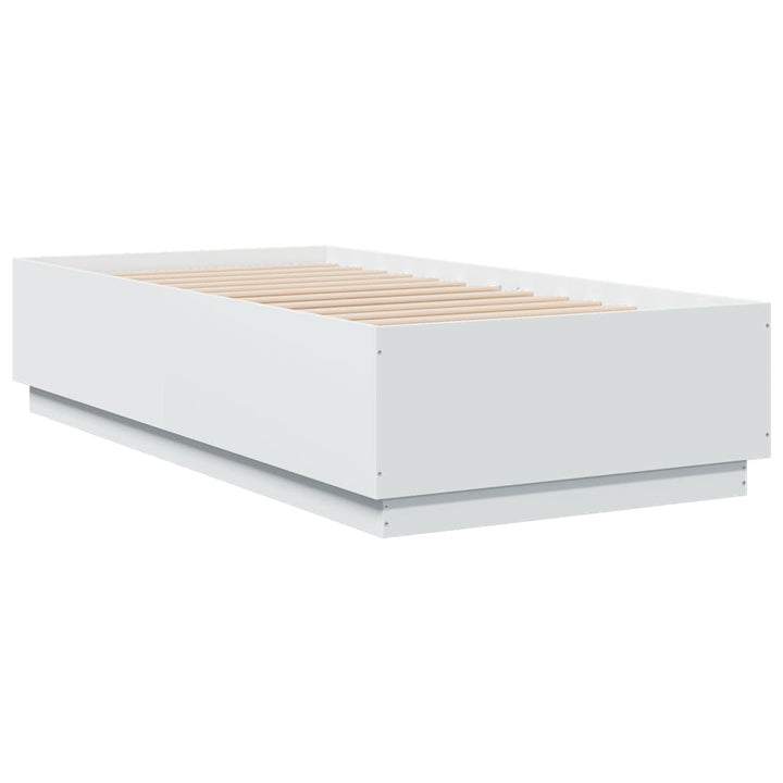 sengeramme med LED-lys 75x190 cm konstrueret træ hvid