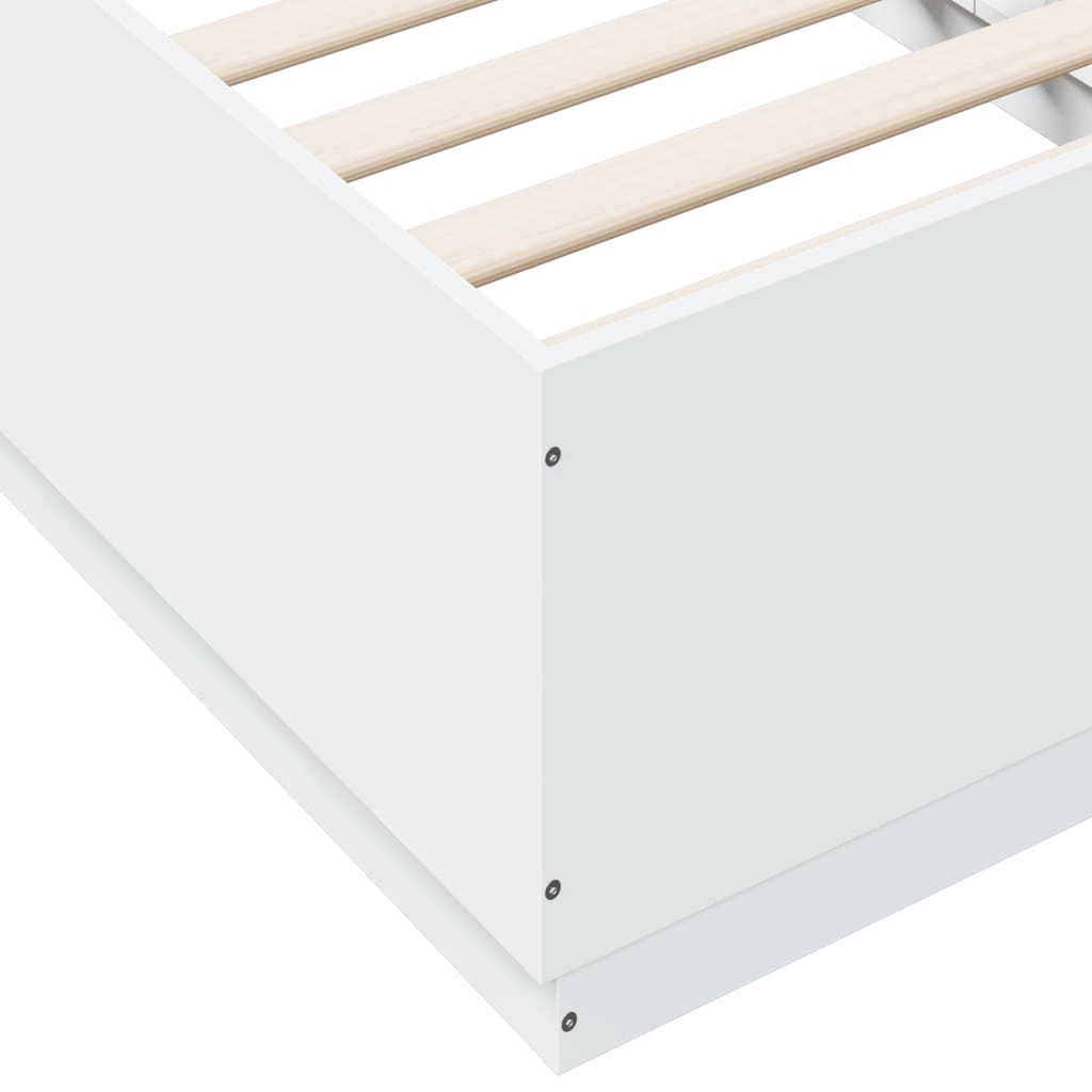 sengeramme med LED-lys 75x190 cm konstrueret træ hvid