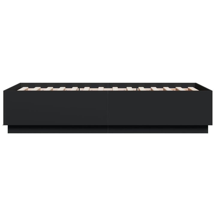 sengeramme med LED-lys 75x190 cm konstrueret træ sort