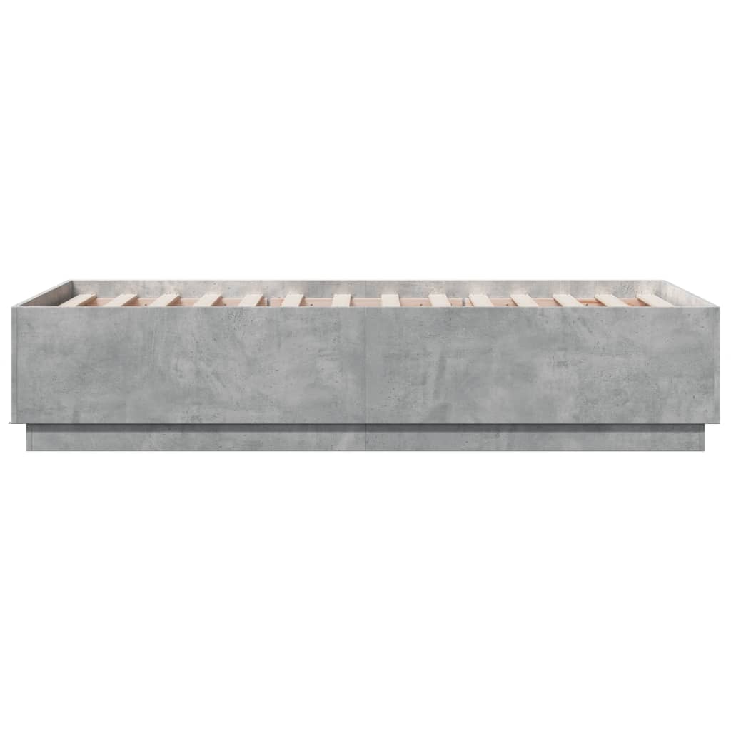 sengeramme med LED-lys 75x190 cm konstrueret træ betongrå