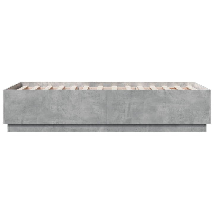 sengeramme med LED-lys 75x190 cm konstrueret træ betongrå