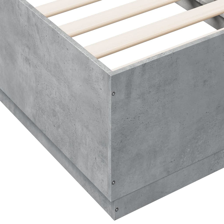 sengeramme med LED-lys 75x190 cm konstrueret træ betongrå