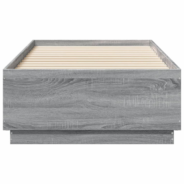 sengeramme m. LED-lys 75x190 cm konstrueret træ grå sonoma-eg