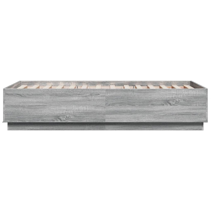 sengeramme m. LED-lys 75x190 cm konstrueret træ grå sonoma-eg