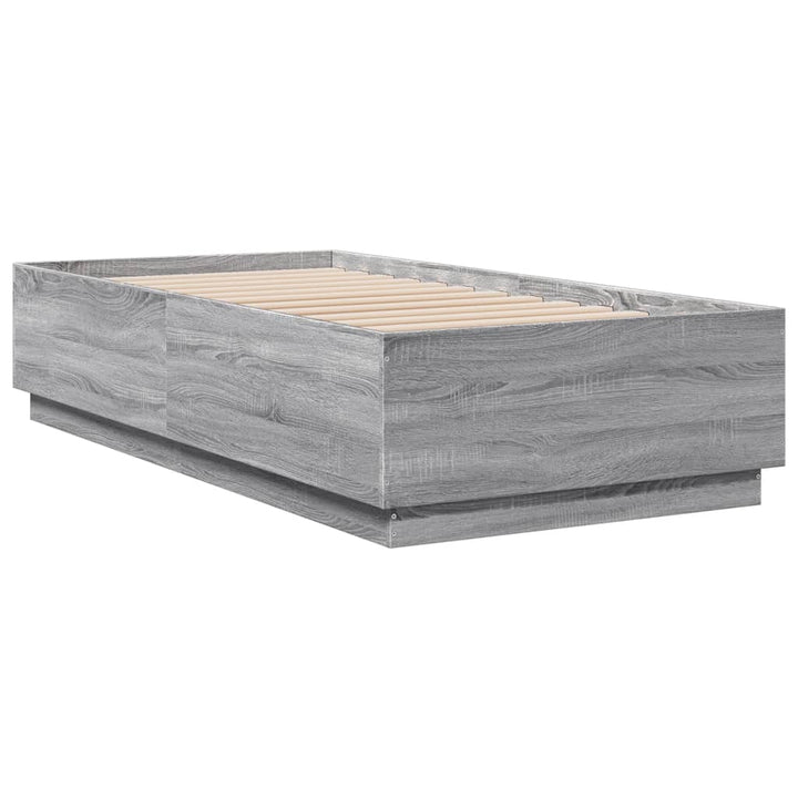 sengeramme m. LED-lys 75x190 cm konstrueret træ grå sonoma-eg