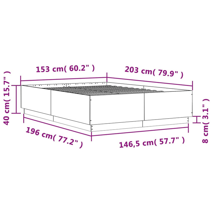 sengestel 150x200 cm konstrueret træ betongrå