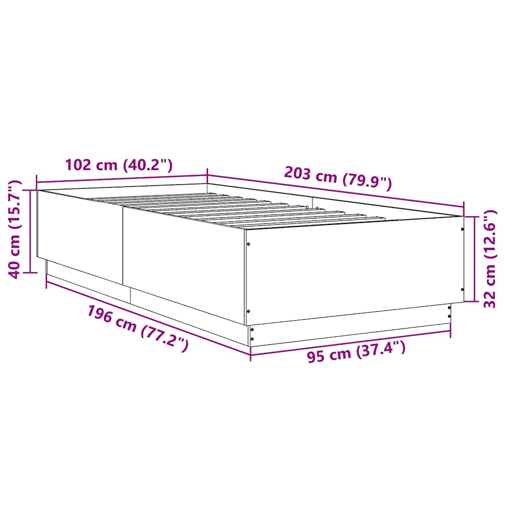 sengeramme 100x200 cm konstrueret træ sort