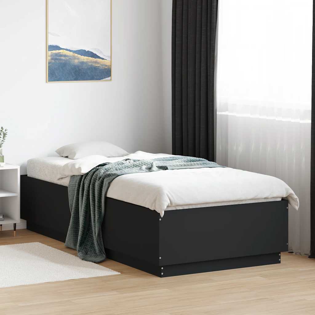 sengeramme 100x200 cm konstrueret træ sort