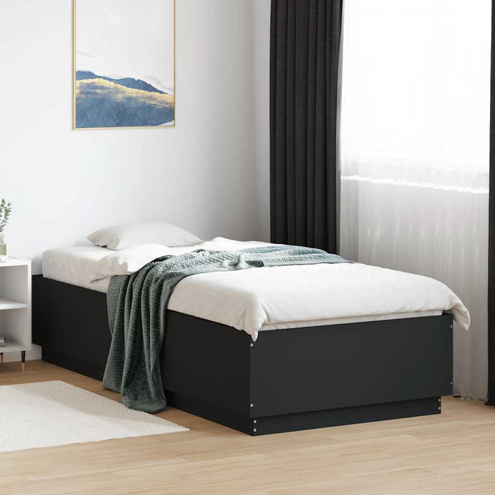 sengeramme 100x200 cm konstrueret træ sort