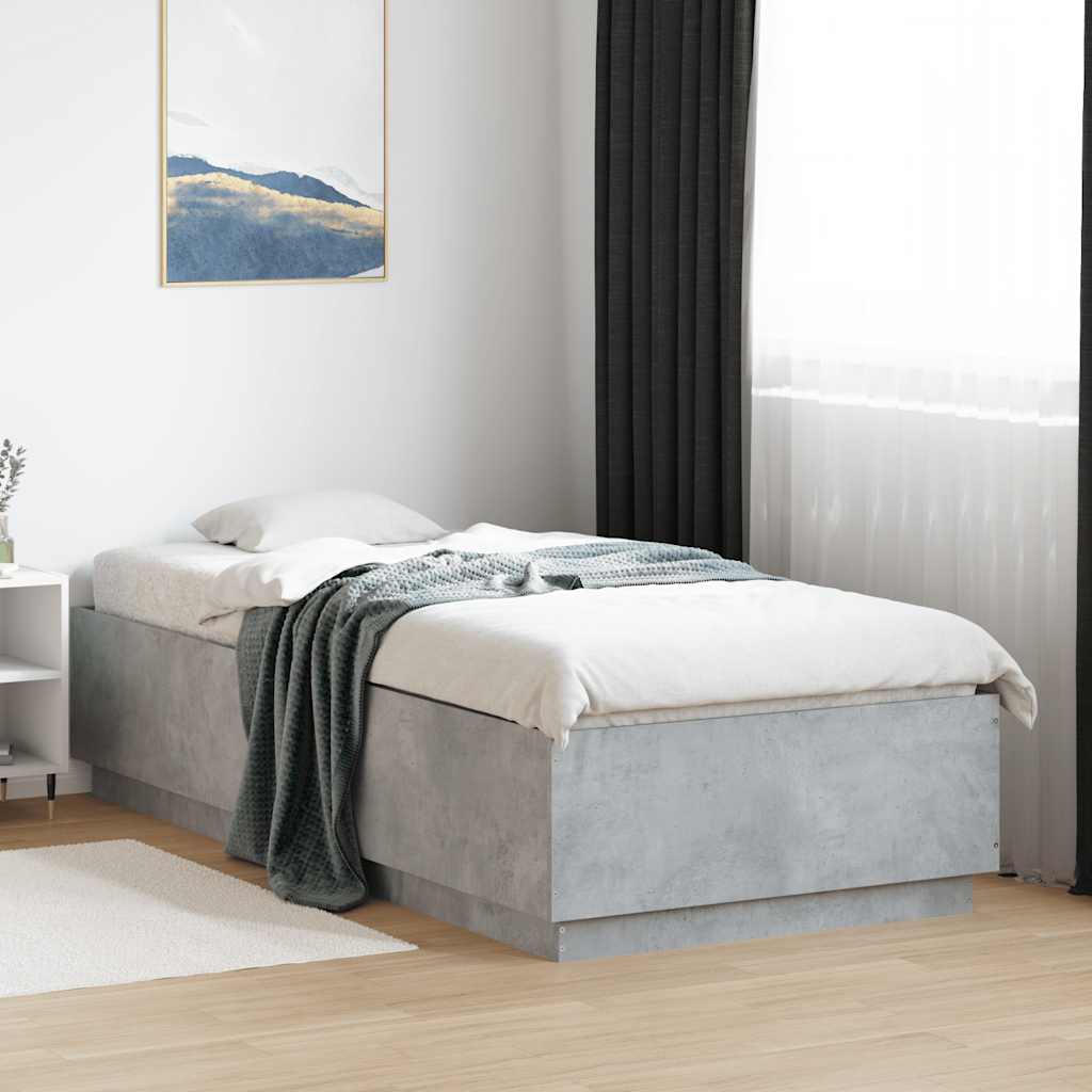 sengeramme 100x200 cm konstrueret træ betongrå