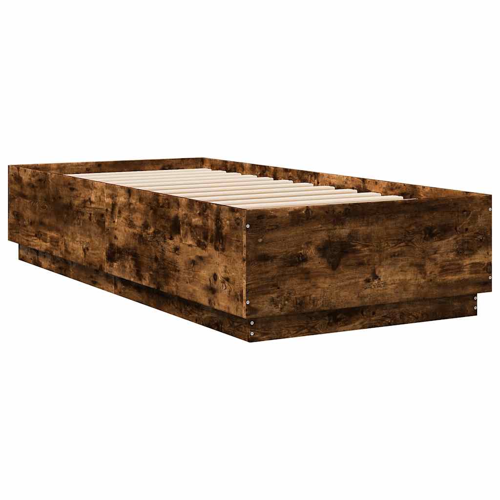 sengeramme 100x200 cm konstrueret træ røget egetræsfarve
