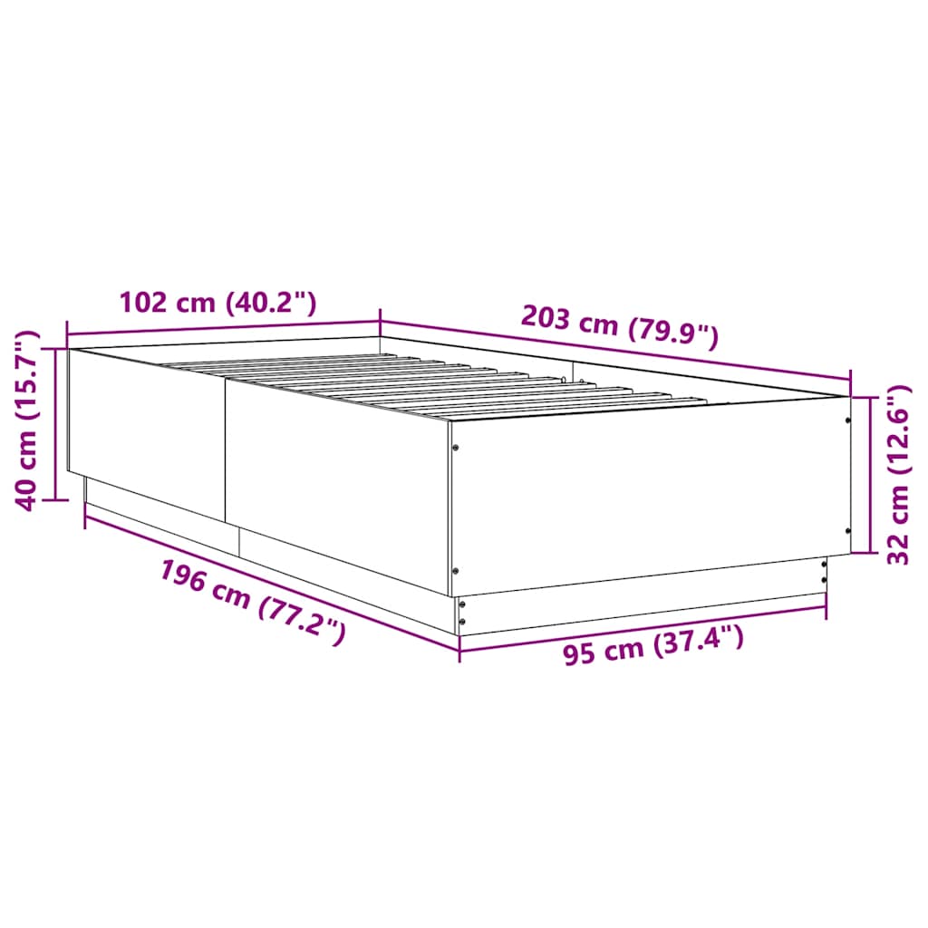 sengeramme 100x200 cm konstrueret træ røget egetræsfarve