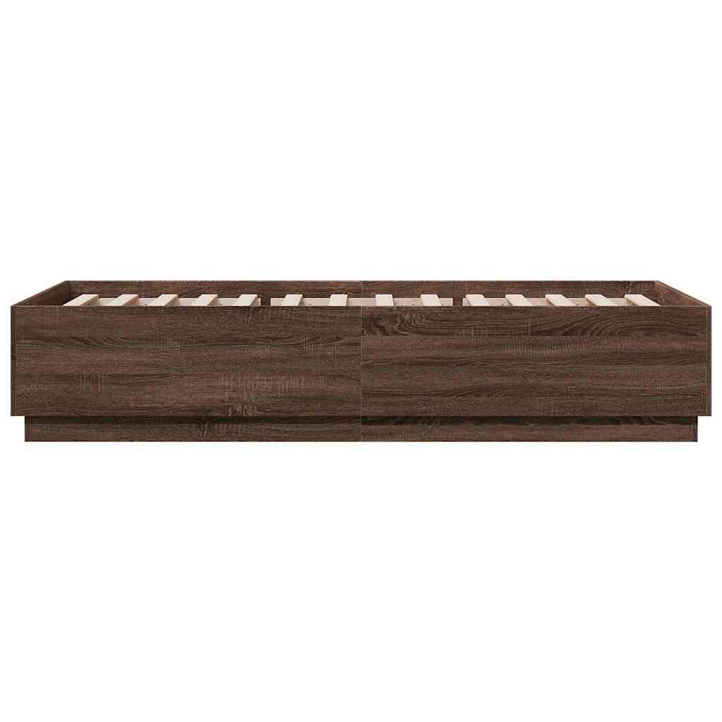 sengeramme 100x200 cm konstrueret træ brun egetræsfarve