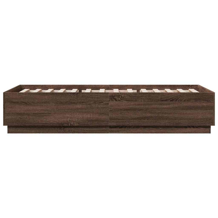 sengeramme 100x200 cm konstrueret træ brun egetræsfarve